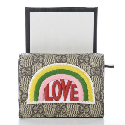 Gucci Soft GG Supreme Monogram Rainbow Embroidered Card Case Wallet 10 of 10