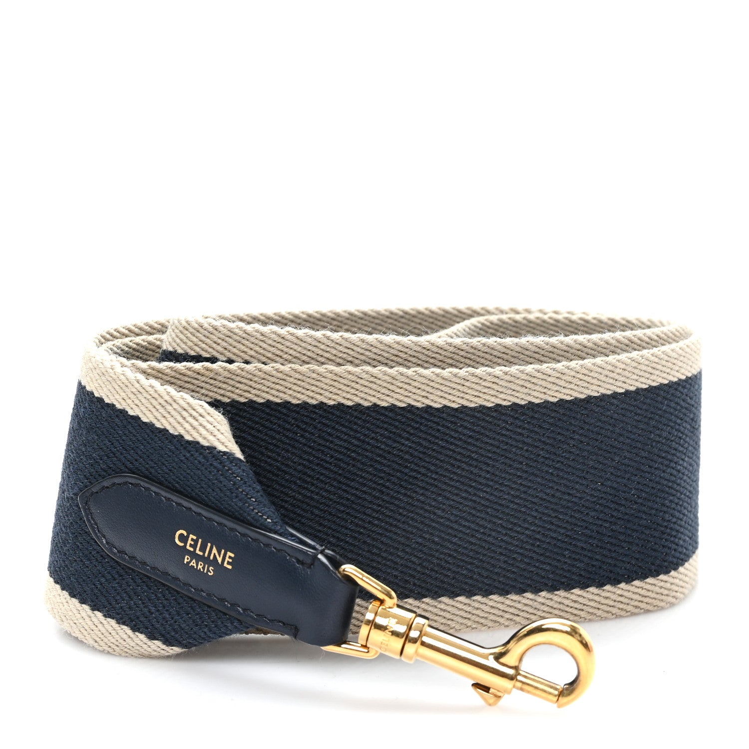 Celine Jacquard Wool Logo Short Strap Navy Natural 1 of 3