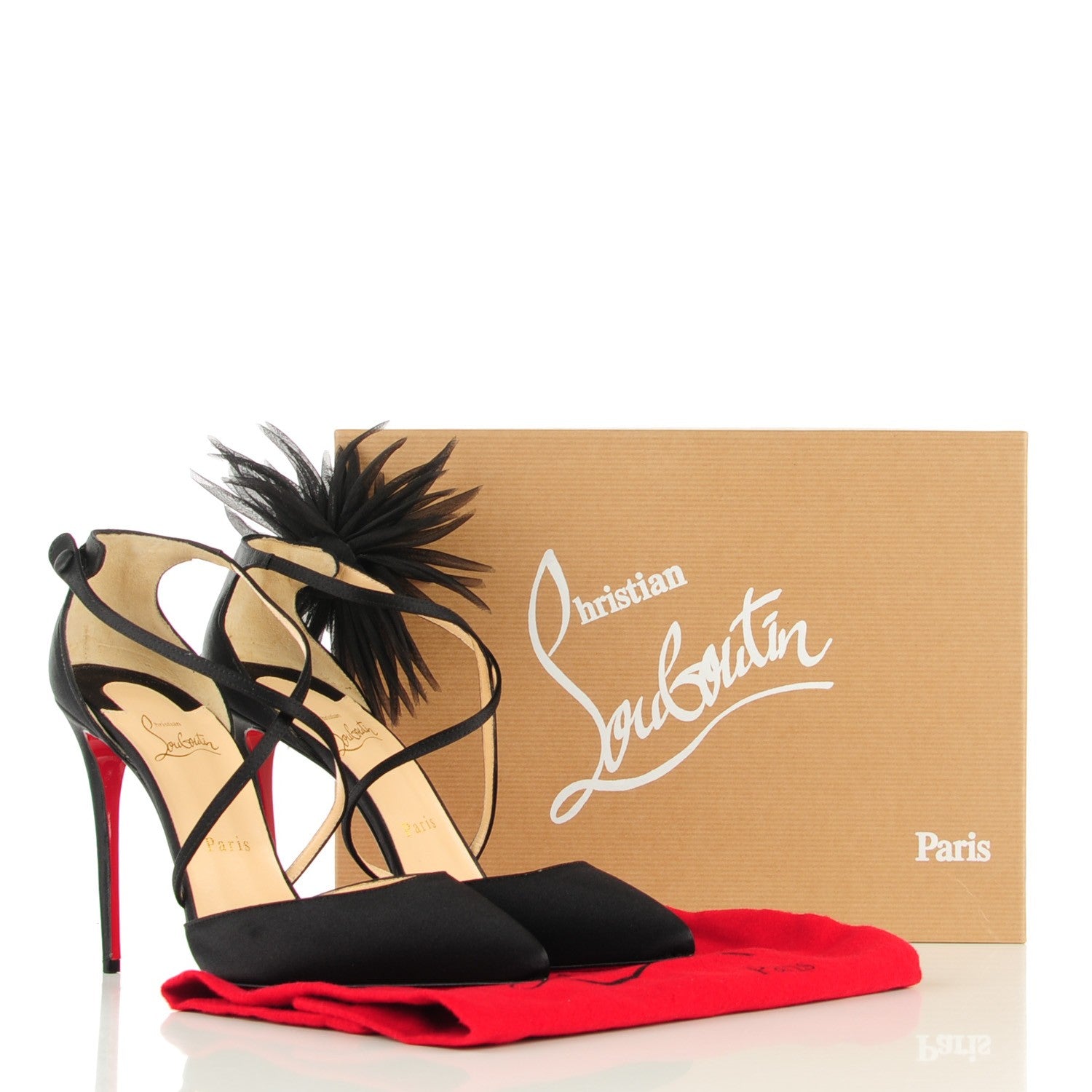 Christian Louboutin Crepe Satin Gela Davis 100 Pumps 39.5 Black 6 of 6