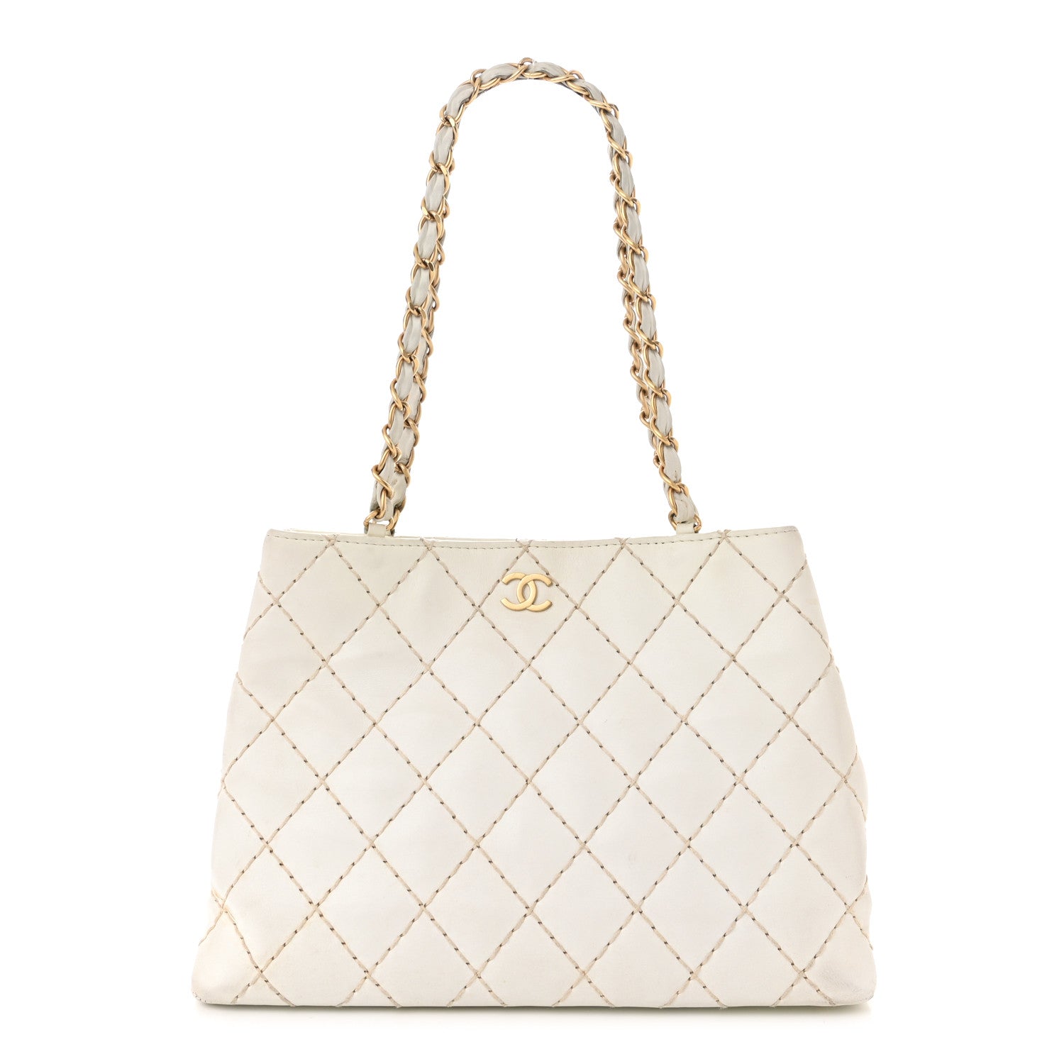 Chanel Calfskin Wild Stitch Shoulder Bag White 1 of 19