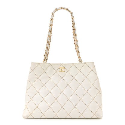 Chanel Calfskin Wild Stitch Shoulder Bag White 1 of 19
