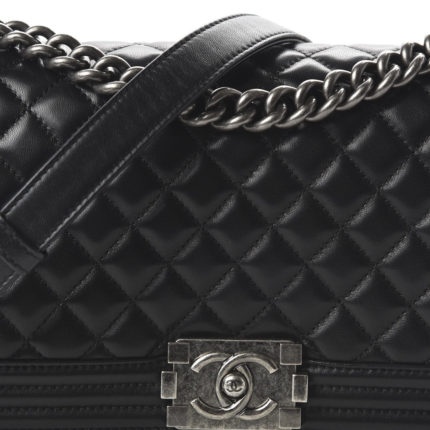 Lambskin Quilted Medium Boy Flap Black