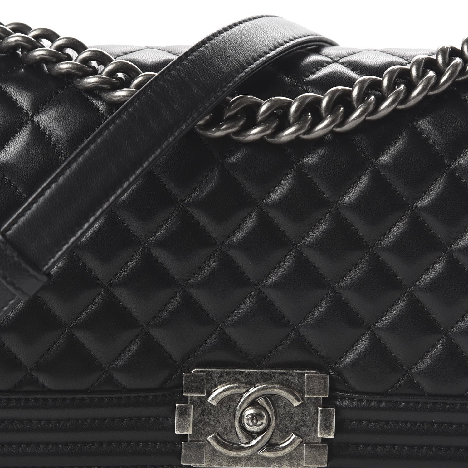 Chanel Lambskin Quilted Medium Boy Flap Black 9 of 10