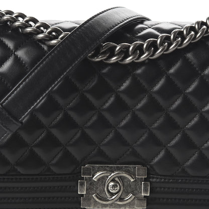 Chanel Lambskin Quilted Medium Boy Flap Black 9 of 10