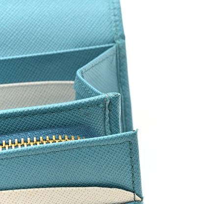 Prada Saffiano Metal Continental Flap Wallet Turchese 14 of 16