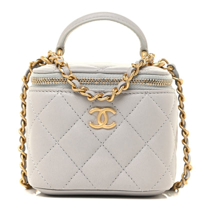 Chanel Lambskin Quilted Top Handle Mini Vanity Case With Chain Grey 1 of 12