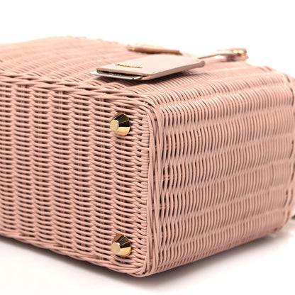 Prada Wicker Canvas Shoulder Bag Pesca 10 of 10