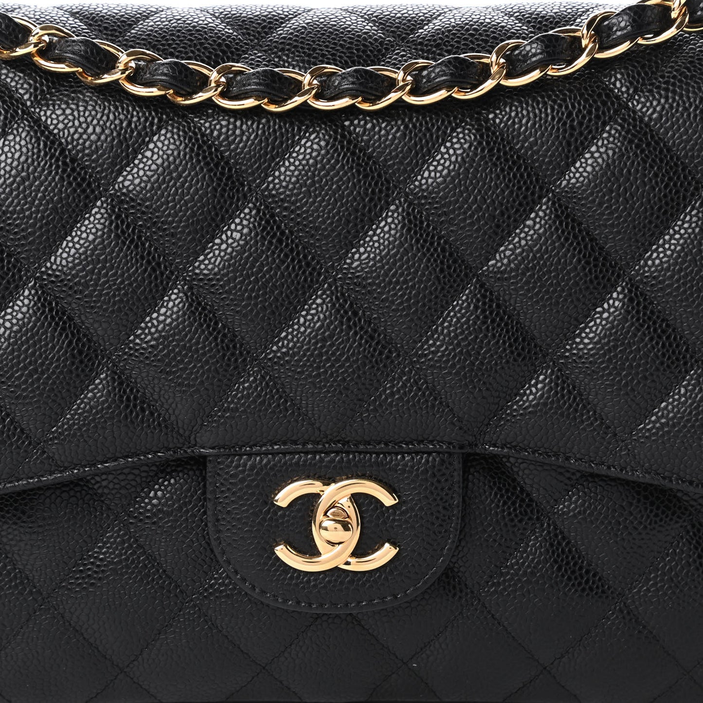 Caviar Quilted Jumbo Double Flap Black