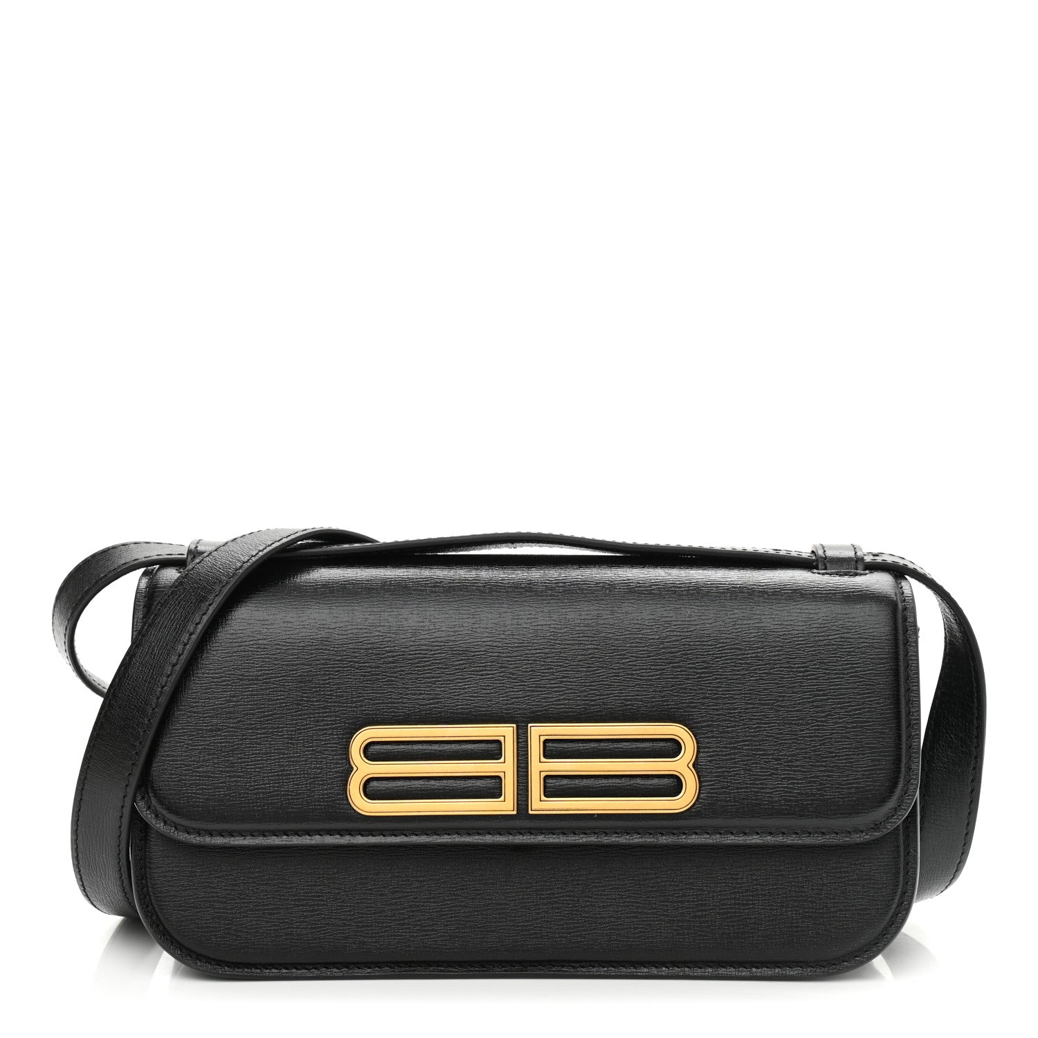Balenciaga Calfskin Stripe Embossed Small Gossip Bag Black 1 of 9