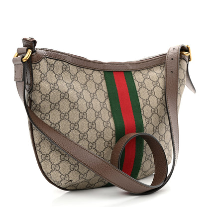 Gucci GG Supreme Monogram Textured Dollar Calfskin Web Small Ophidia Half Moon Hobo Beige Ebony New Acero 3 of 13