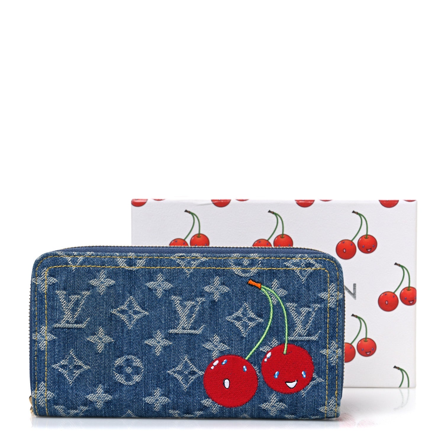 Louis Vuitton LV X TM Monogram Denim Cerises Zippy Wallet Blue 7 of 7