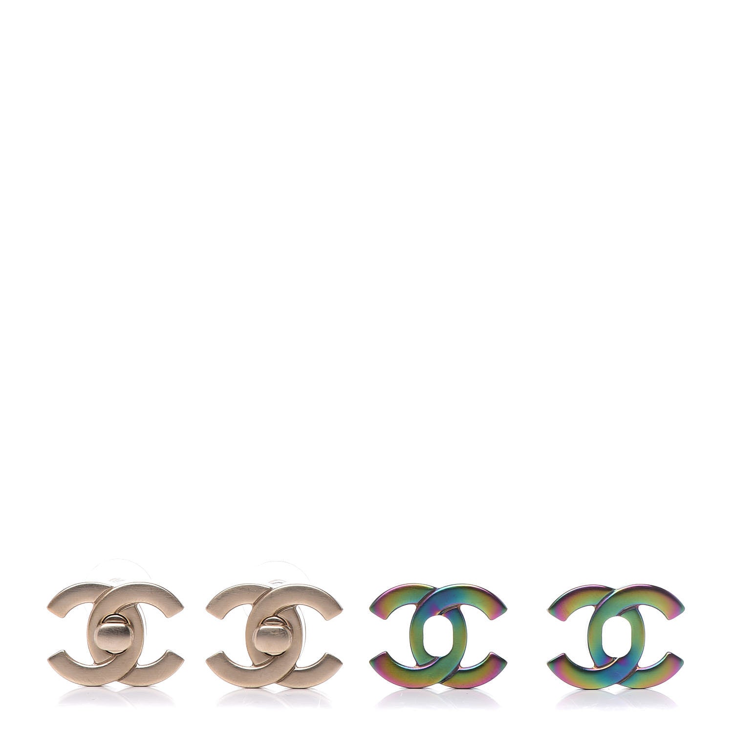 Chanel CC Turnlock Interchangeable Earrings Gold Iridescent 1 of 8