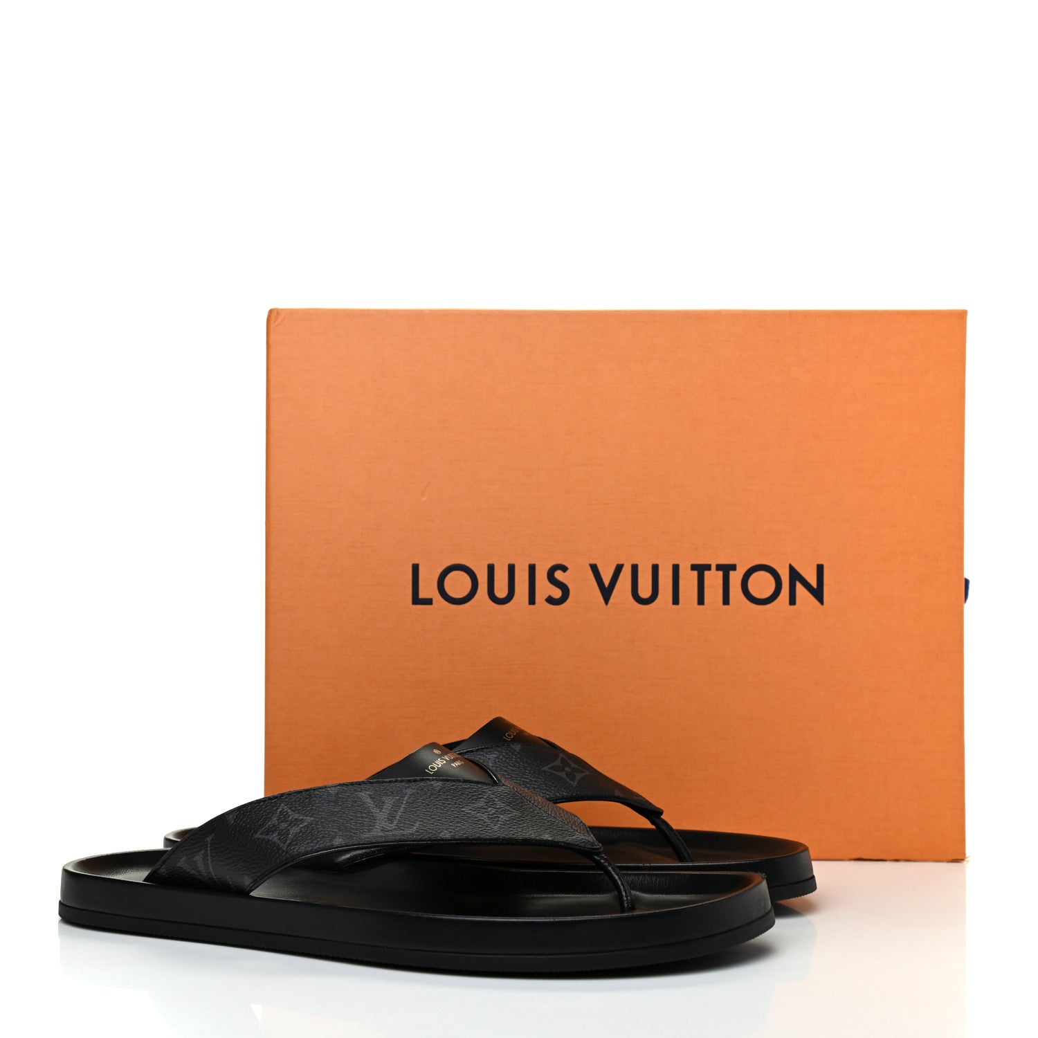 J*y様 LOUIS VUITTON ブラック ミュール Louis Vuitton Monogram Eclipse Mens Mirabeau Thong Sandals