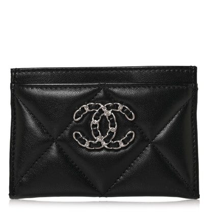 Chanel Lambskin Quilted Chanel 19 Card Holder Black 1 of 10