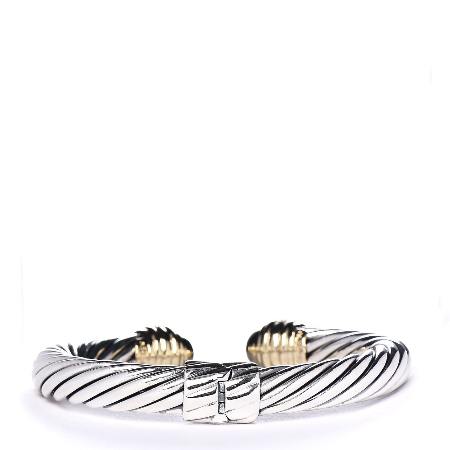 Sterling Silver 18K Yellow Gold Diamond 10mm Cable Classics Dome Bracelet