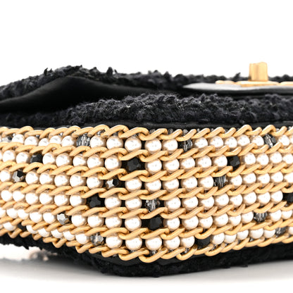 Chanel Tweed Quilted Mini Side Pearl Flap Bag Black 25 of 37