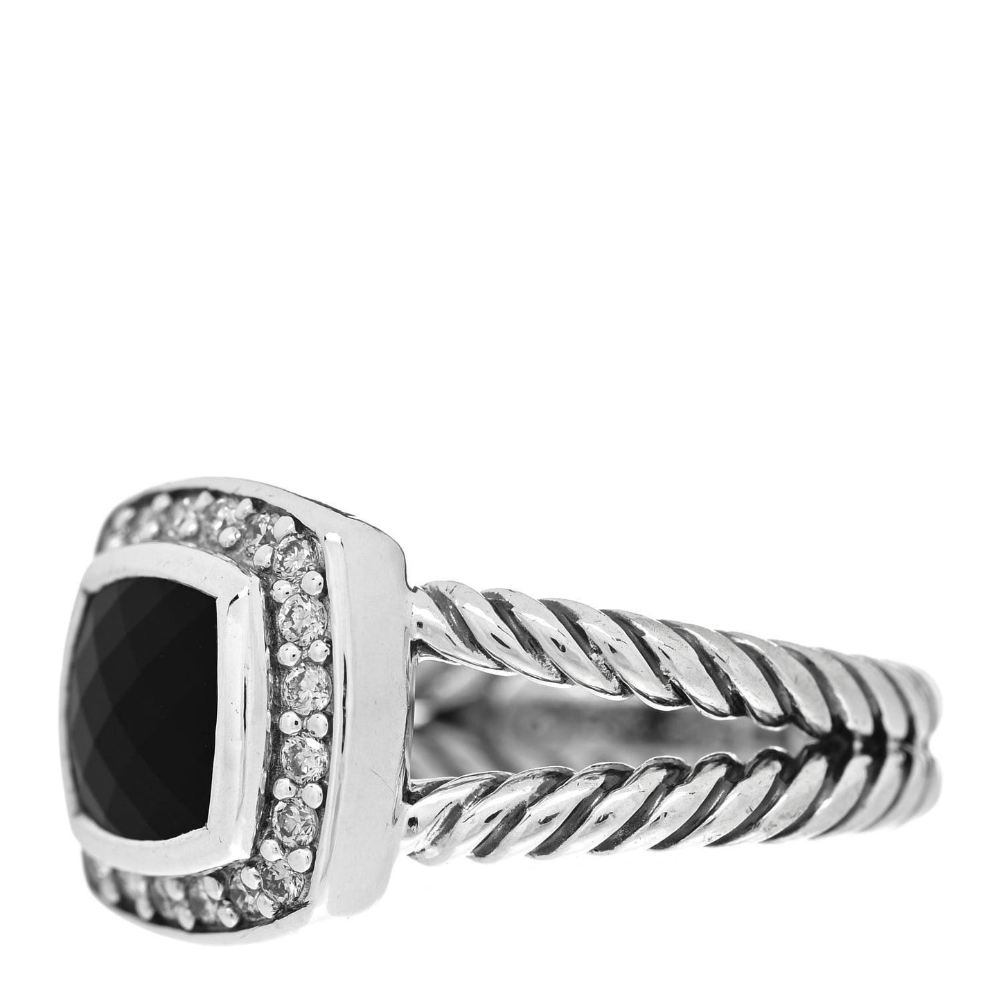 Sterling Silver Diamond Black Onyx 7mm Petite Albion Ring 49 4.75