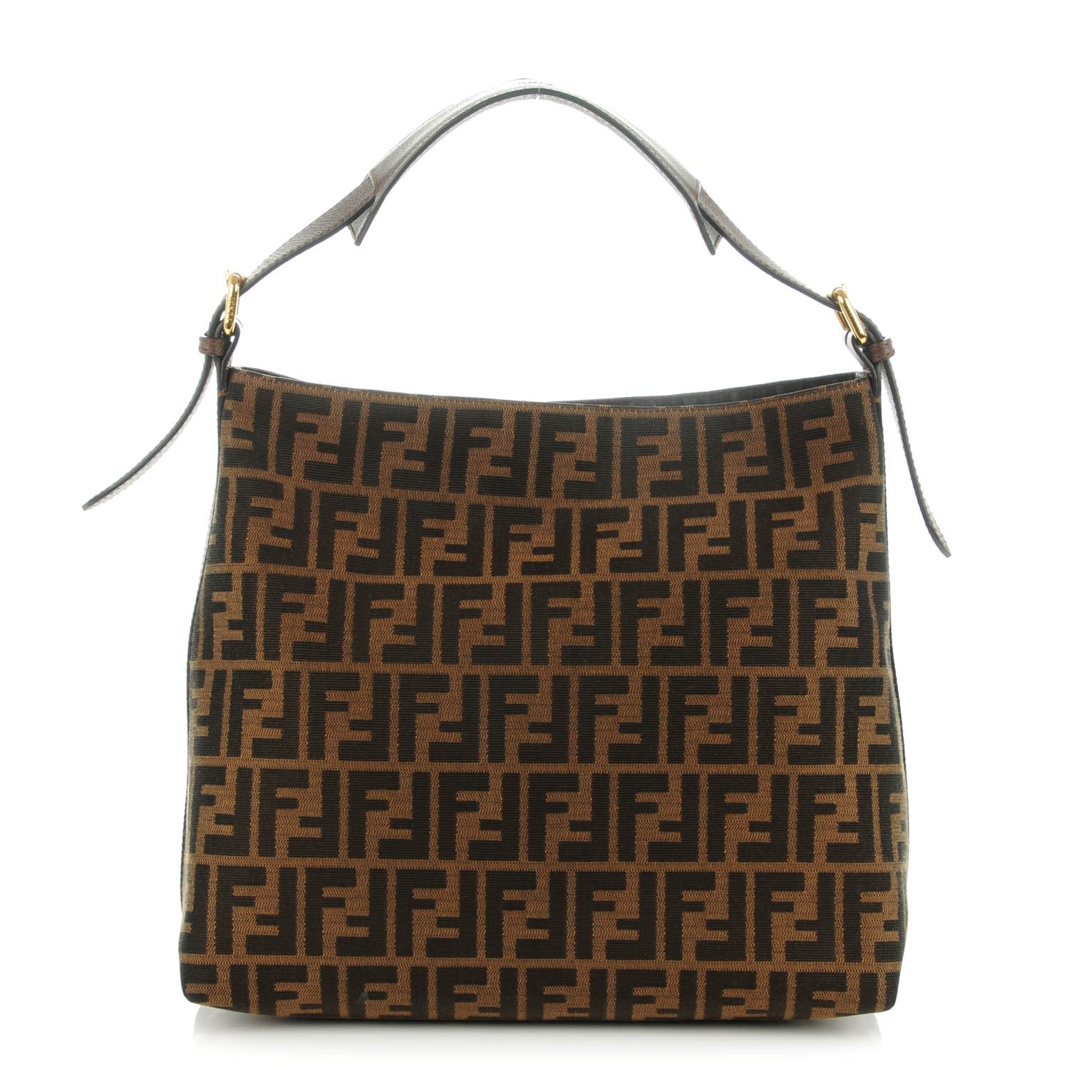 Fendi Zucca Vitello Elite Small Hobo Tobacco Castagna 1 of 7