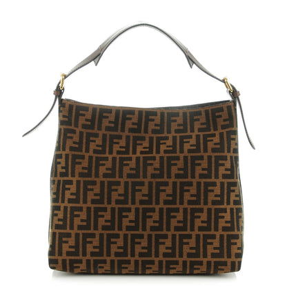 Fendi Zucca Vitello Elite Small Hobo Tobacco Castagna 1 of 7