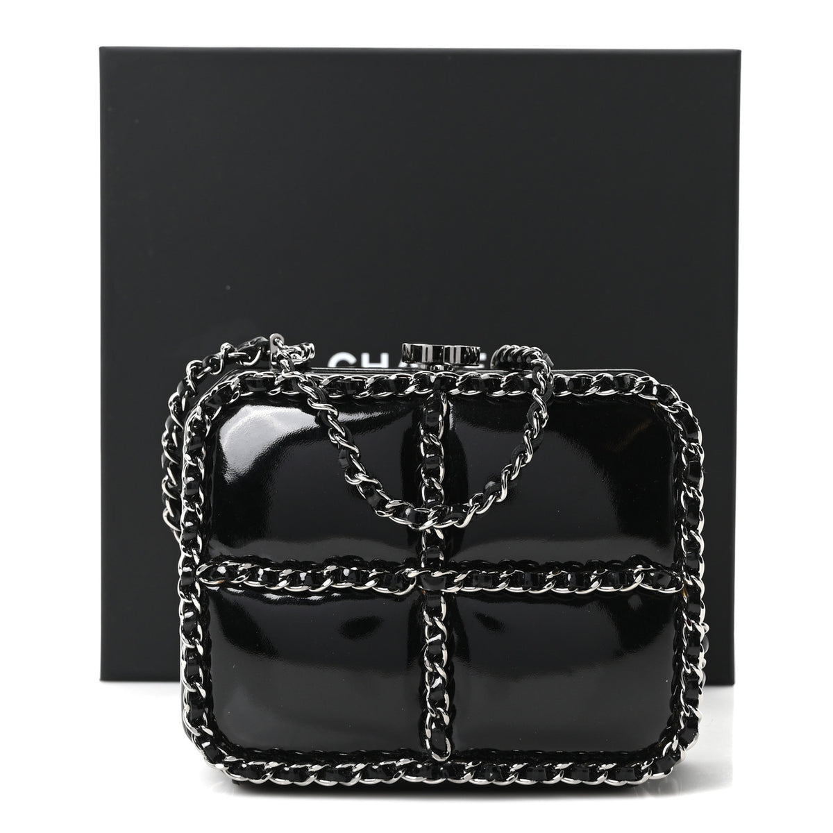 Patent Minaudiere Chain Clutch Black