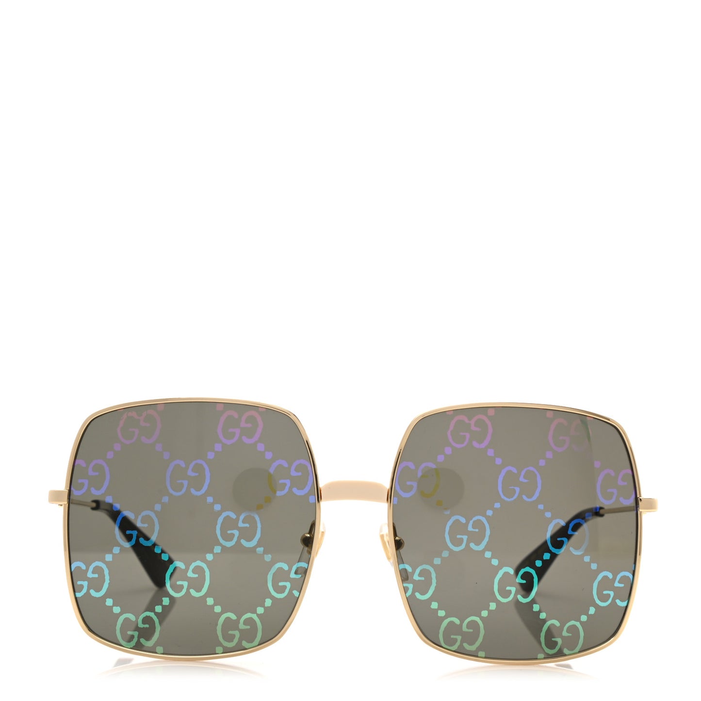 Metal Rectangular Frame Sunglasses GG0414S Gold Multicolor