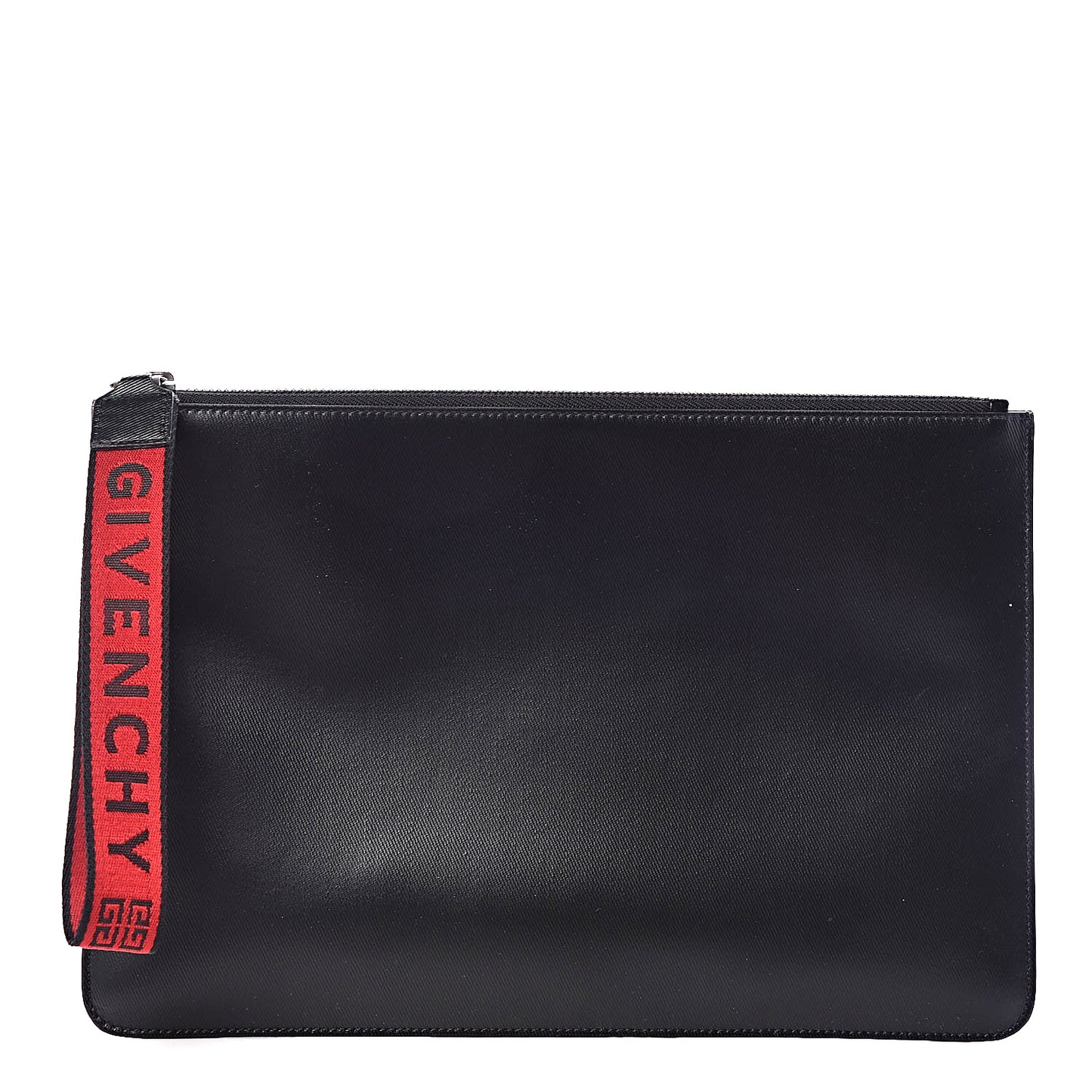 Coated Canvas Large 4G Zip Pouch With Strap Black