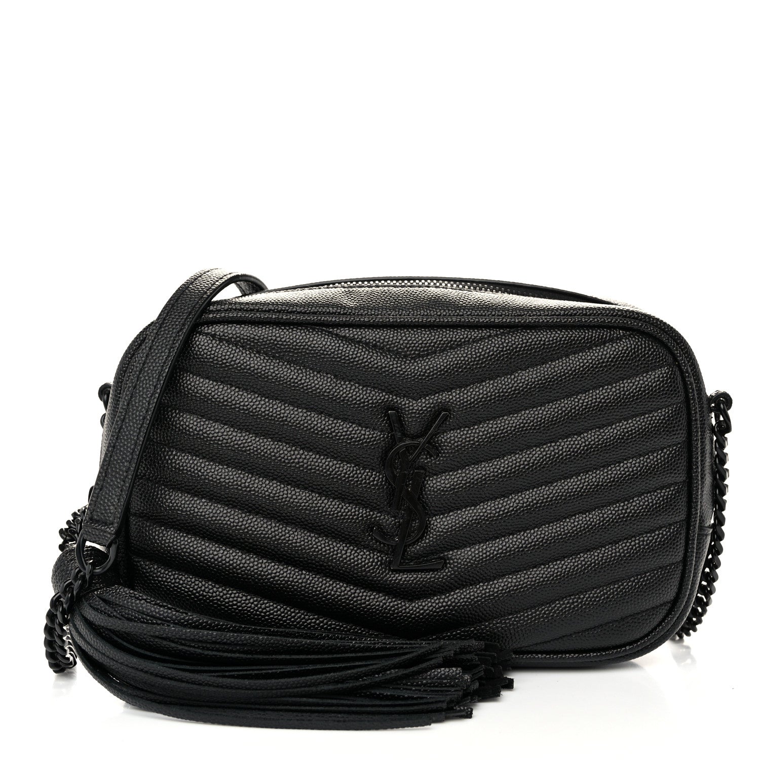 Saint Laurent Grain De Poudre Matelasse Monochrome Monogram Mini Lou Camera Bag Black 1 of 10