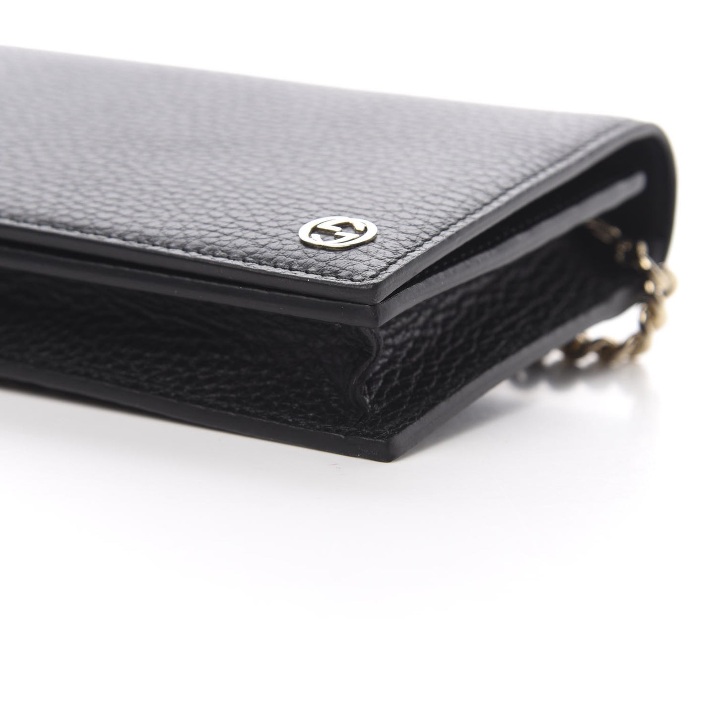 Dollar Calfskin Medium Betty Chain Wallet Black