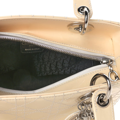 Christian Dior Patent Cannage Stitched Medium Lady Dior White 5 of 10