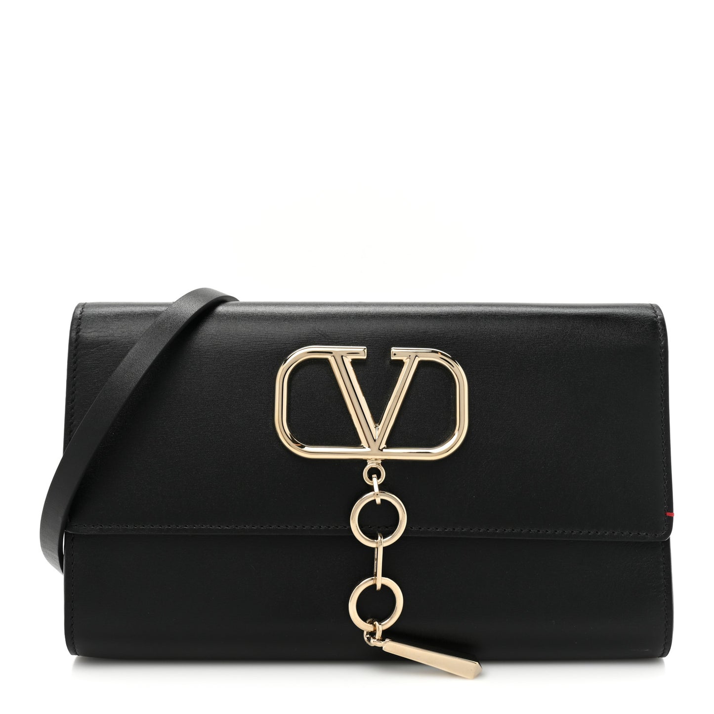 Calfskin VCase Chain Wallet Black