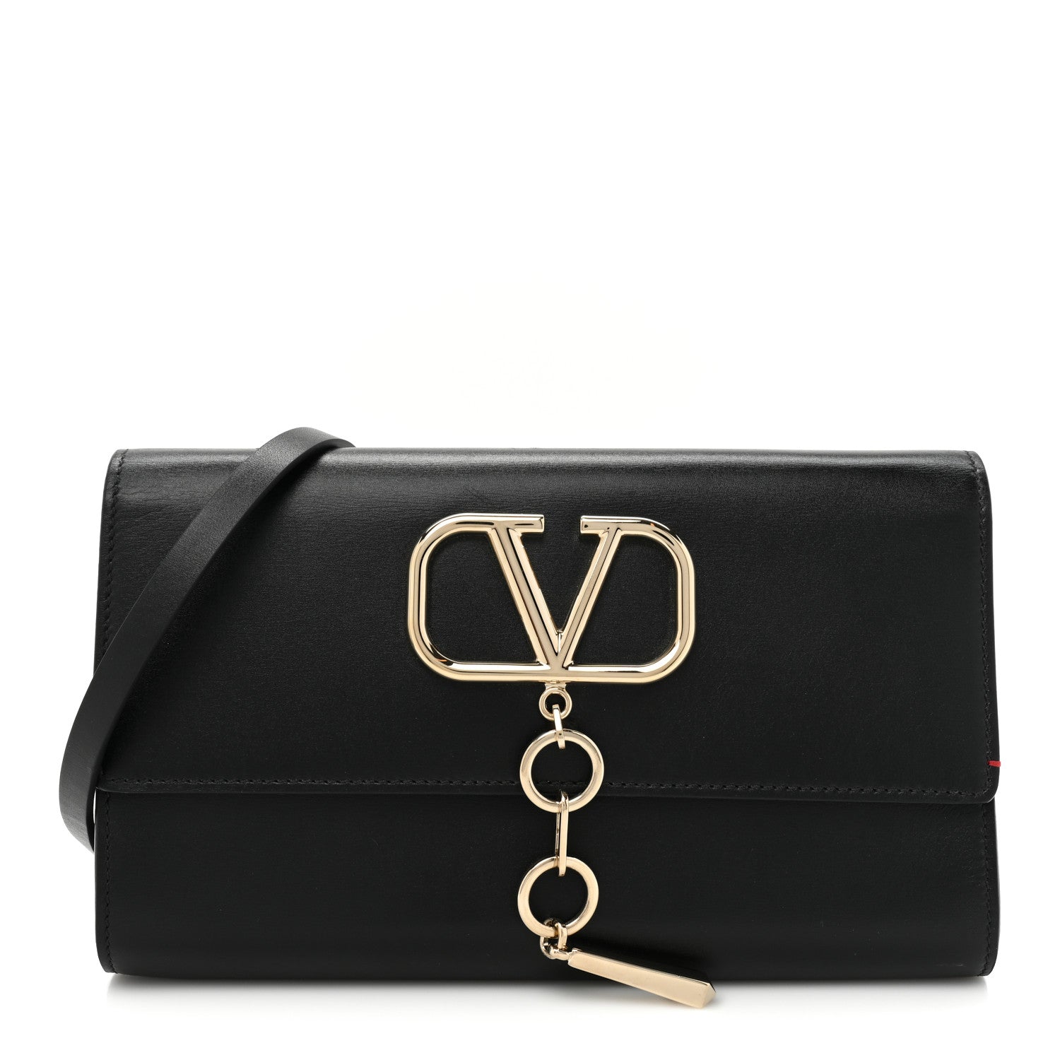 Valentino Garavani Calfskin VCase Chain Wallet Black 1 of 11