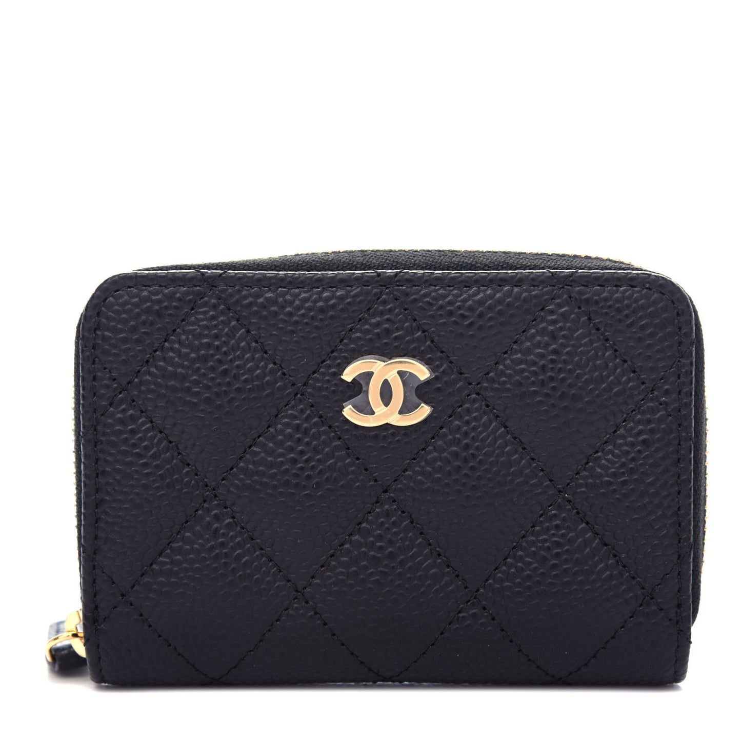 Caviar Quilted Zip Coin Purse Black