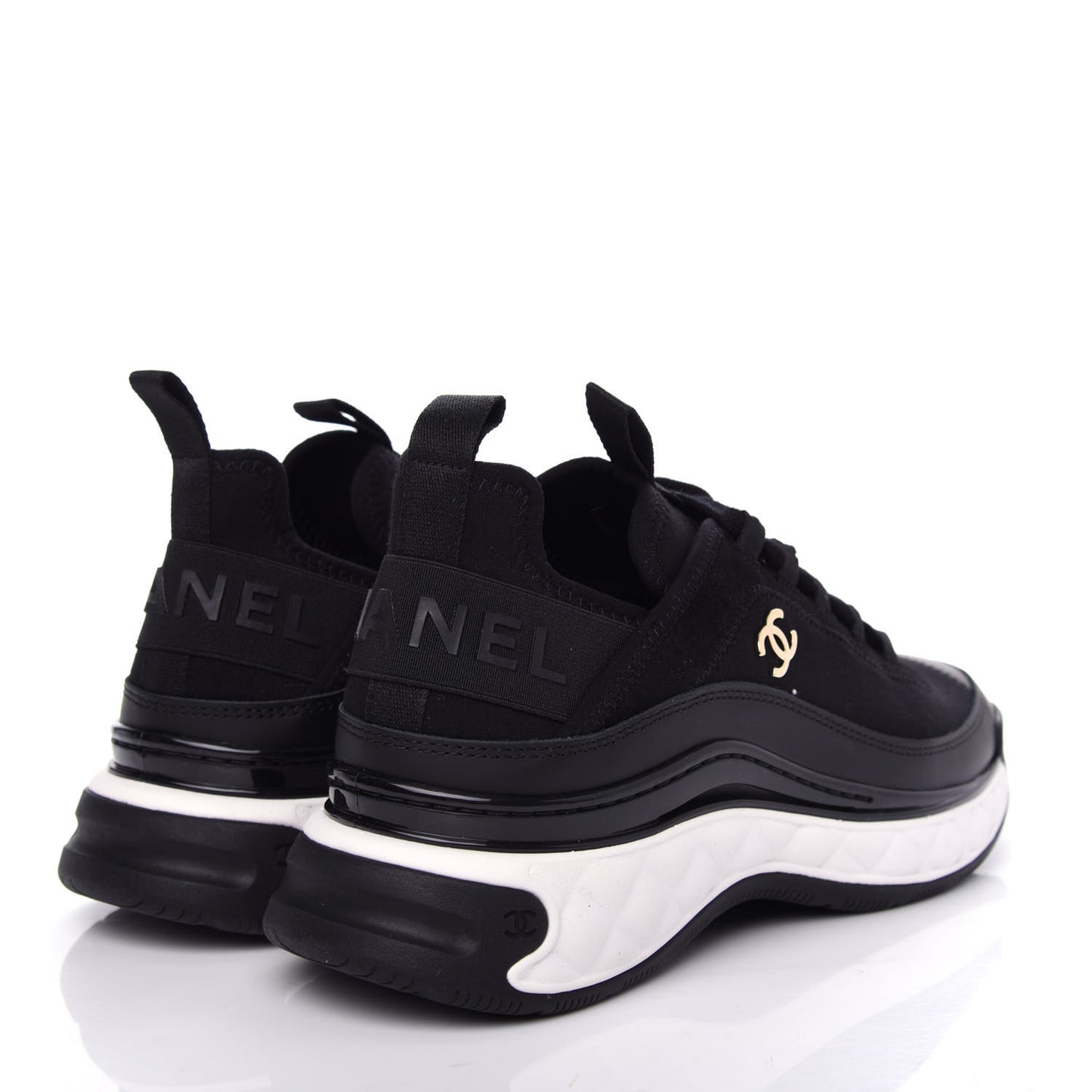 Velvet Calfskin Mixed Fibers CC Sneakers 38 Black