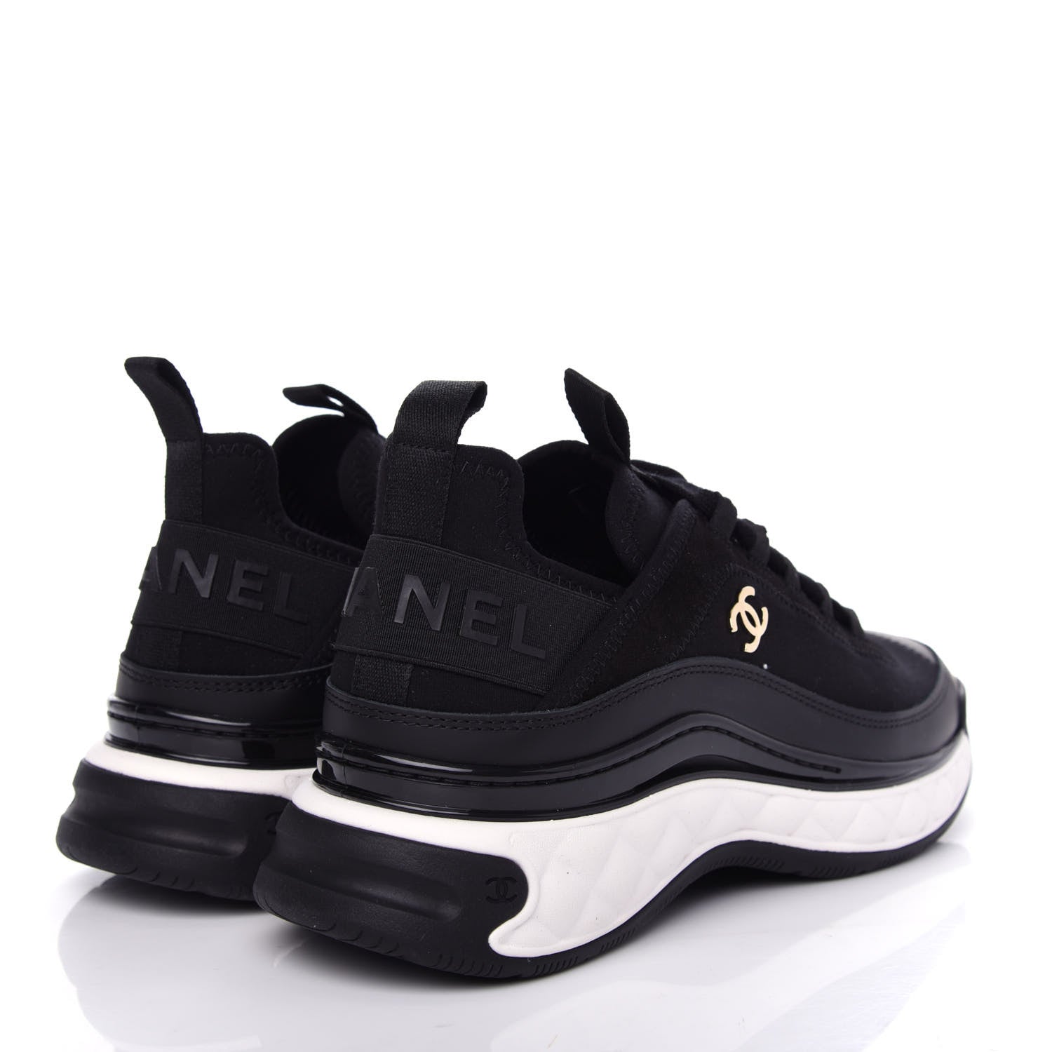 Chanel Velvet Calfskin Mixed Fibers CC Sneakers 38 Black 4 of 11