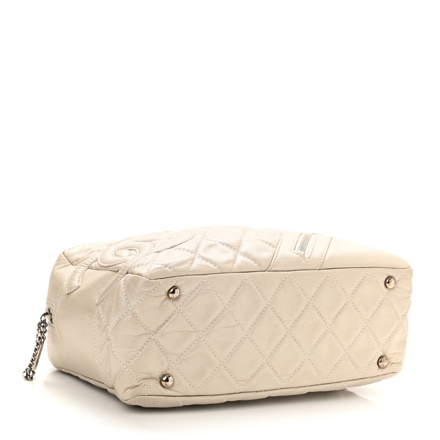 Aged Calfskin Quilted Cotton Club Bowler Pearl