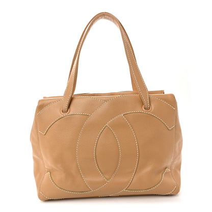Chanel Caviar CC Stitched Medium Tote Beige 1 of 13