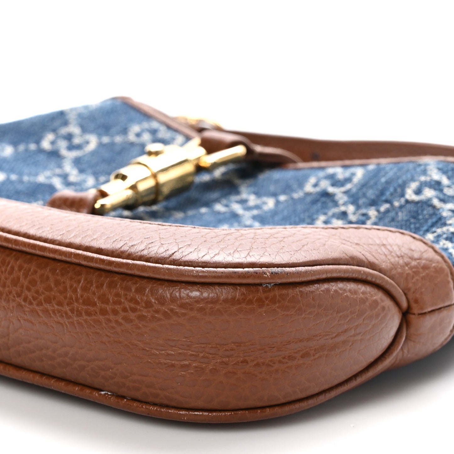 New Denim GG Monogram Calfskin Mini Jackie 1961 Hobo Blue Tea Cuir