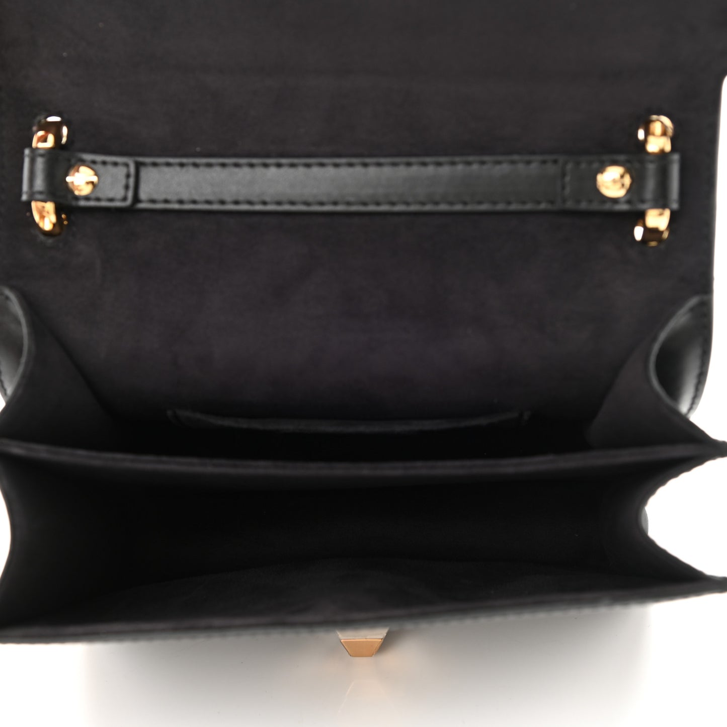 Vitello Liberty Metal Scalloped Multi Studded Small Kan I Shoulder Bag Black