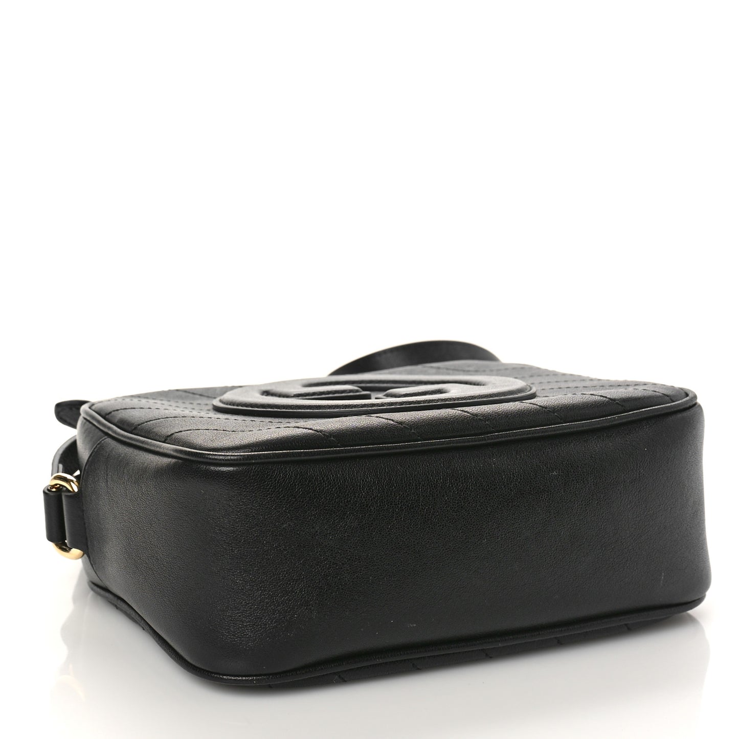 Sakai Be Green Calfskin Diagonal Stitched Small Blondie Shoulder Bag Black