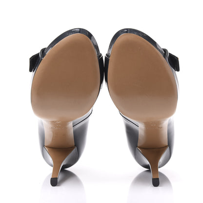 Louis Vuitton Monogram Patent Idylle Buci Open Toe Pumps 39 Black Encre 5 of 9