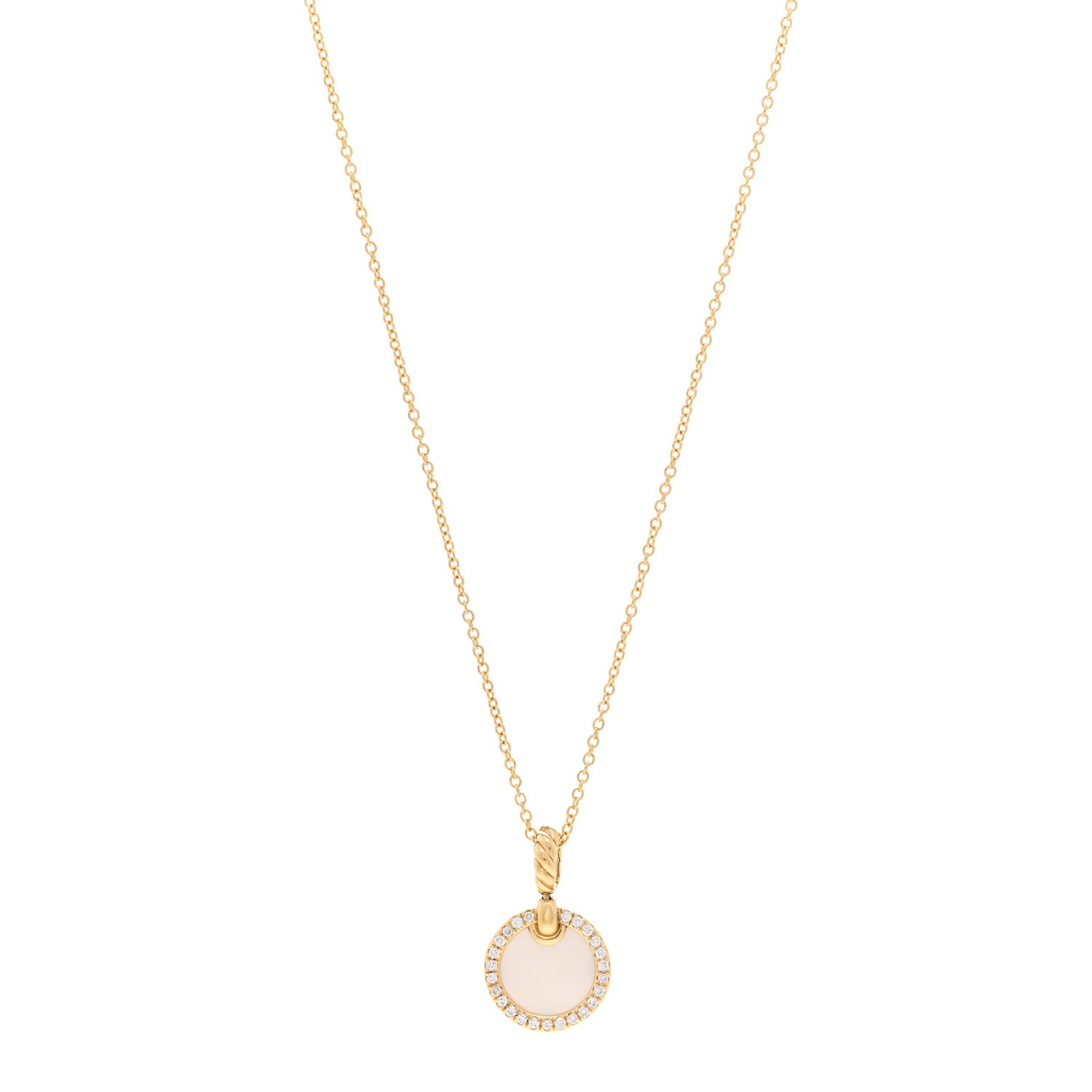 David Yurman 18K Yellow Gold Diamond Mother of Pearl Petite Elements Necklace 1 of 4