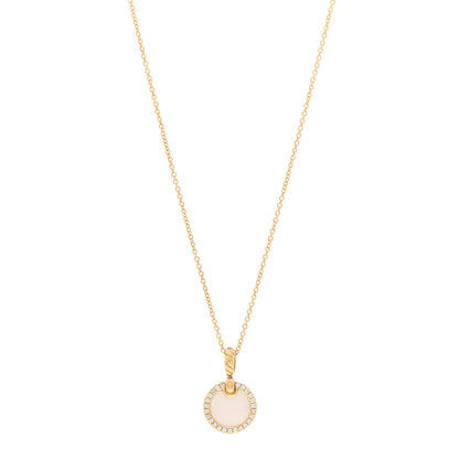 David Yurman 18K Yellow Gold Diamond Mother of Pearl Petite Elements Necklace 1 of 4
