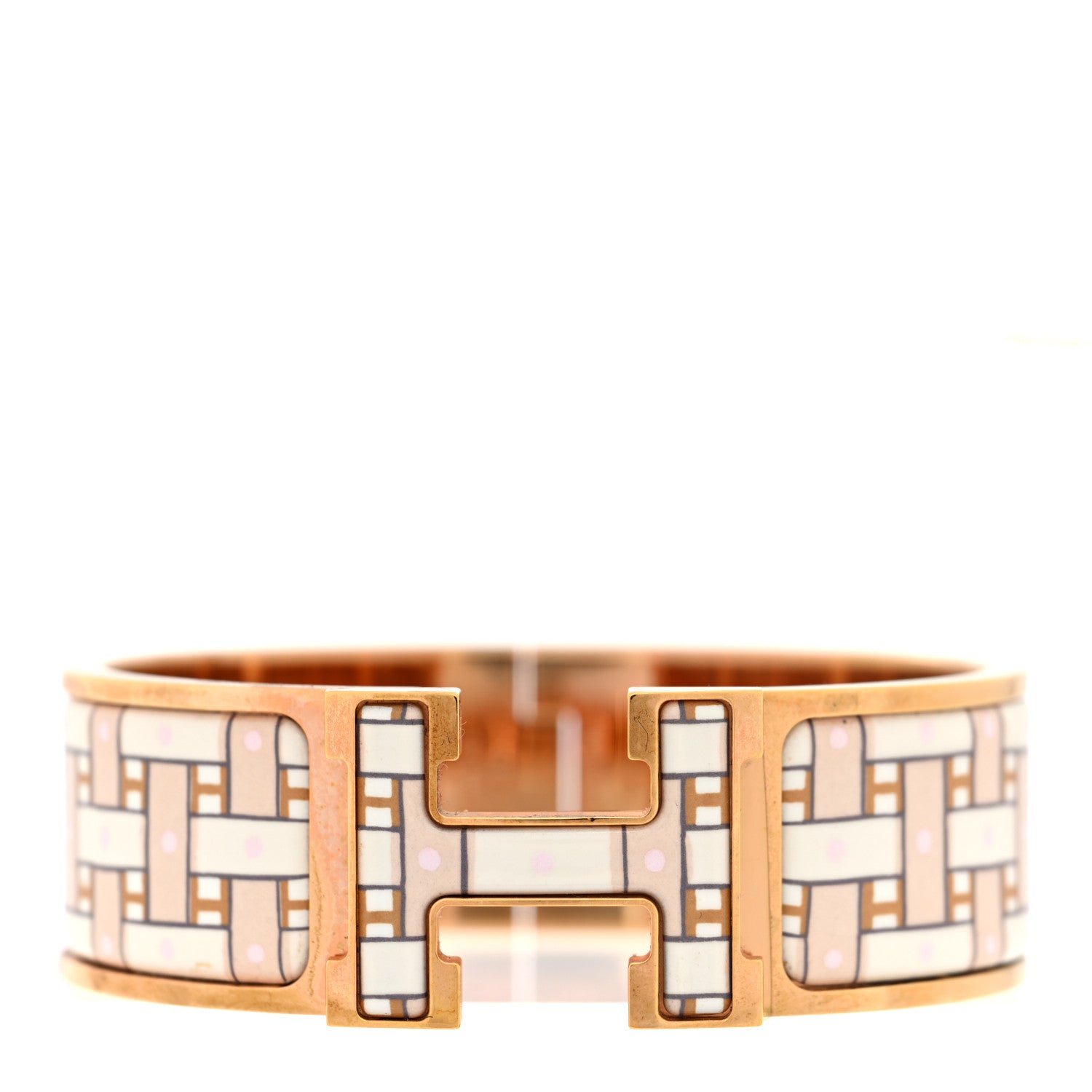 Hermes Enamel Son Du H Printed Wide Click Clac H Bracelet PM Sable 1 of 4