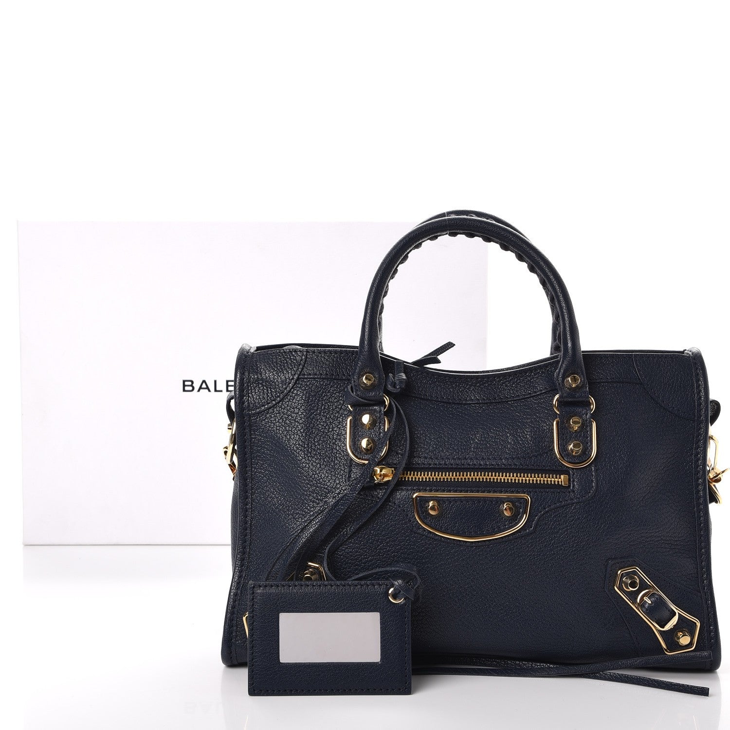Balenciaga Chevre Gold Metallic Edge Hardware S City Bleu Nuit Dark Sea 8 of 8