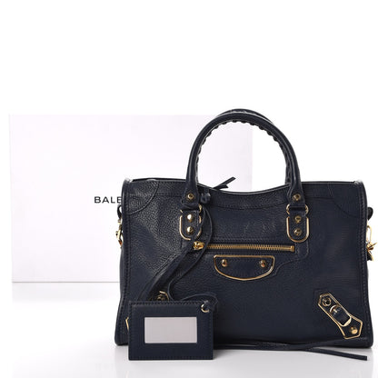 Balenciaga Chevre Gold Metallic Edge Hardware S City Bleu Nuit Dark Sea 8 of 8
