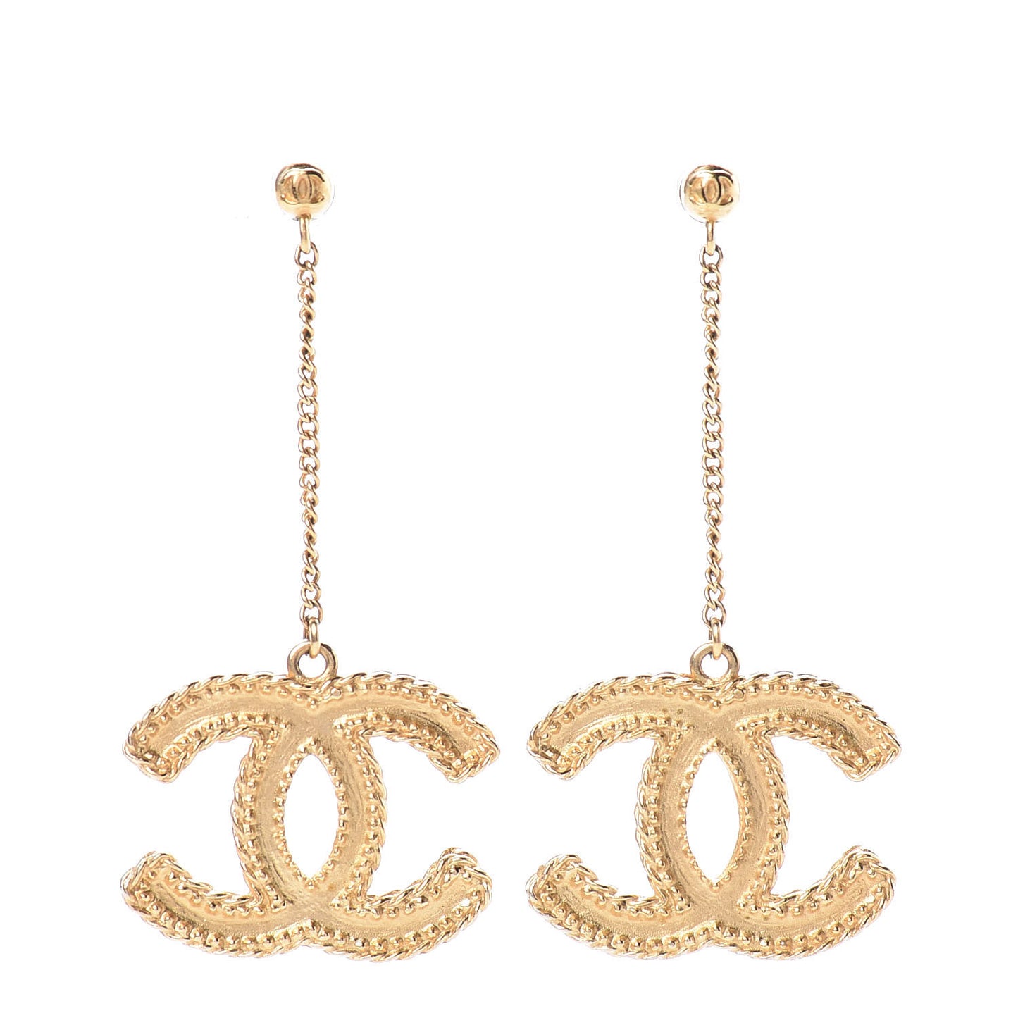 CC Drop Earrings Matte Gold