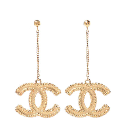 Chanel CC Drop Earrings Matte Gold 1 of 5