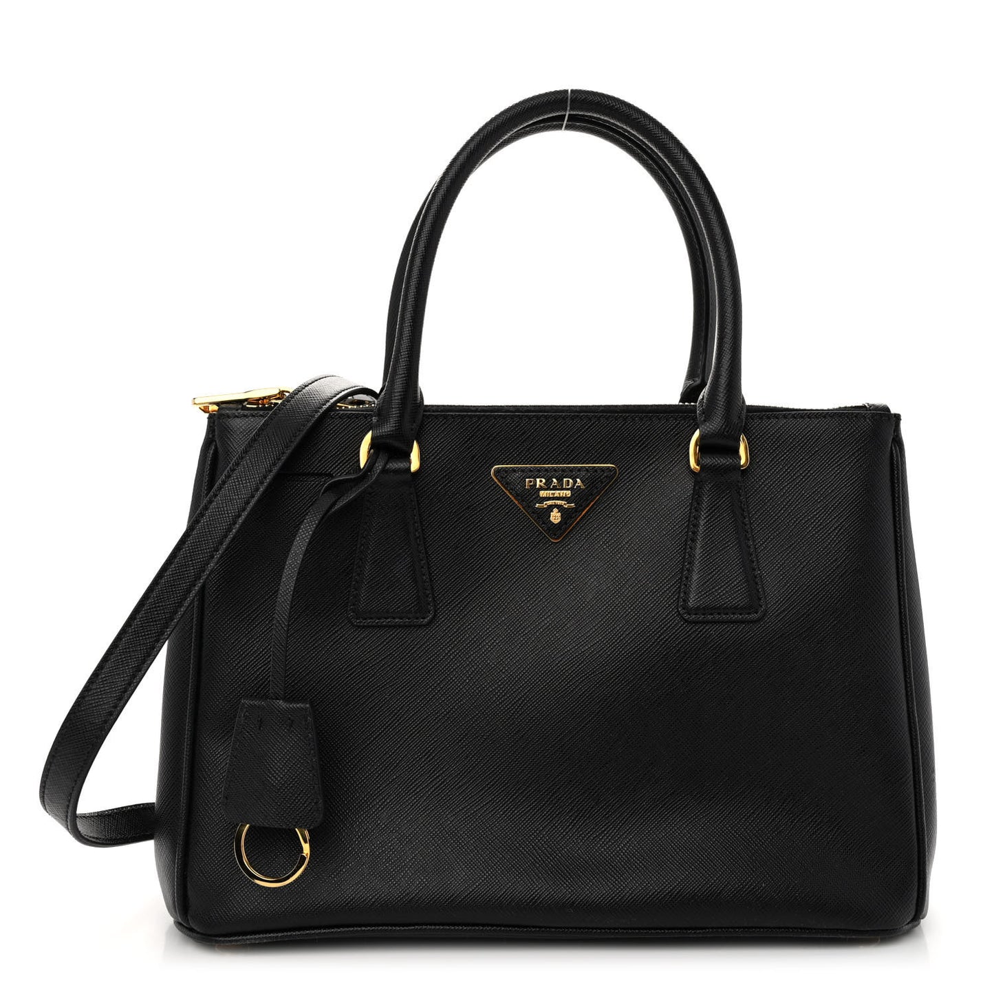 Saffiano Small Galleria Double Zip Tote Black