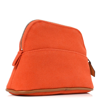 Hermes Cotton Canvas Mini Mini Bolide Travel Cosmetic Pouch Feu 3 of 8