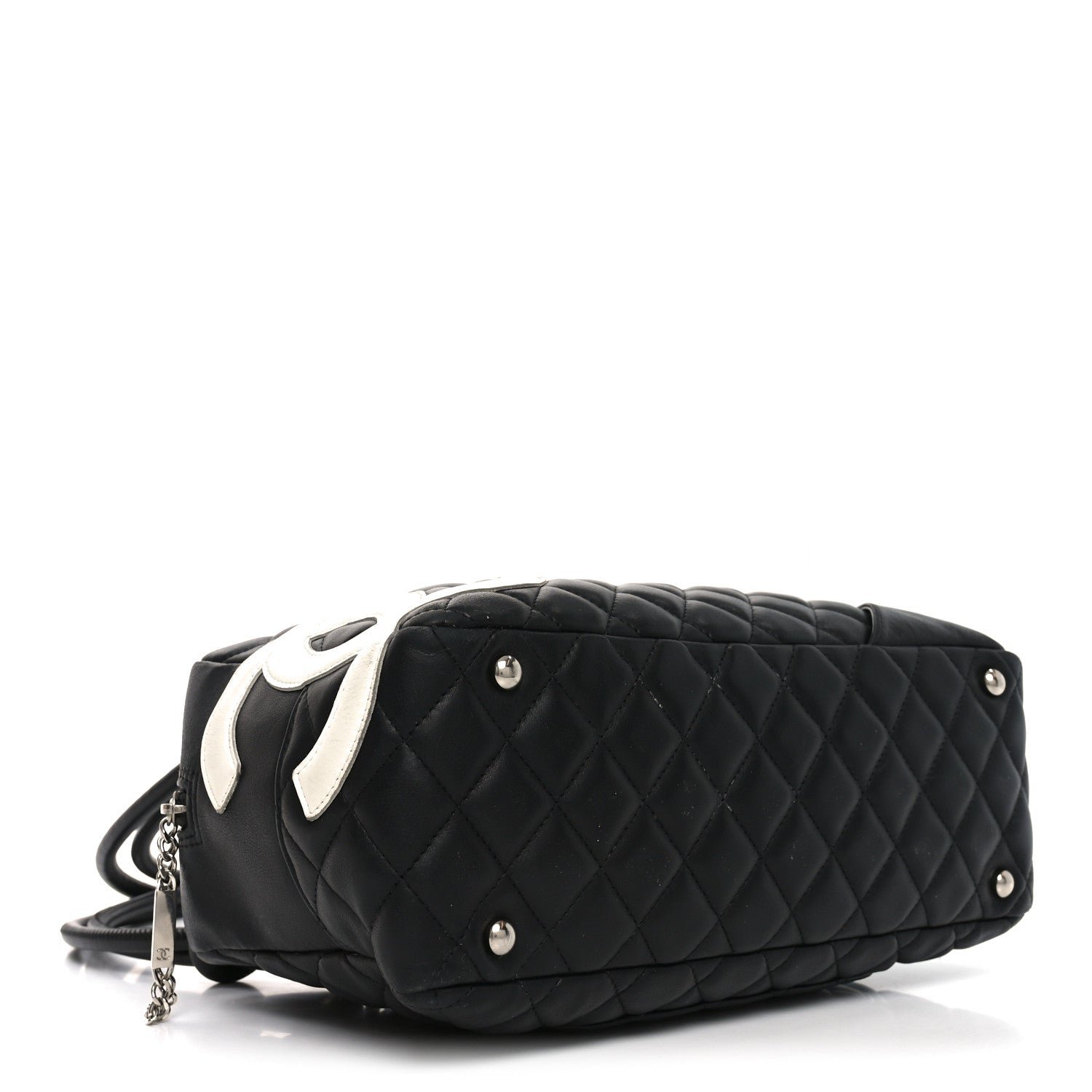 Chanel Calfskin Quilted Large Cambon Bowler Black White 4 of 10